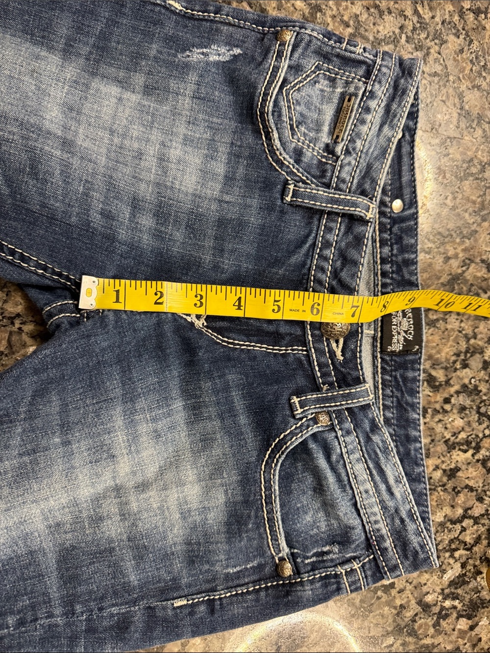 Rerock for express Y2K  low rise bootcut  Jeans with Embroidered Back Pockets 4 - Picture 12 of 14
